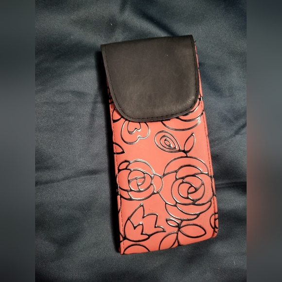 Other - Floral Protective Pouch Case – Pink with Black Trim